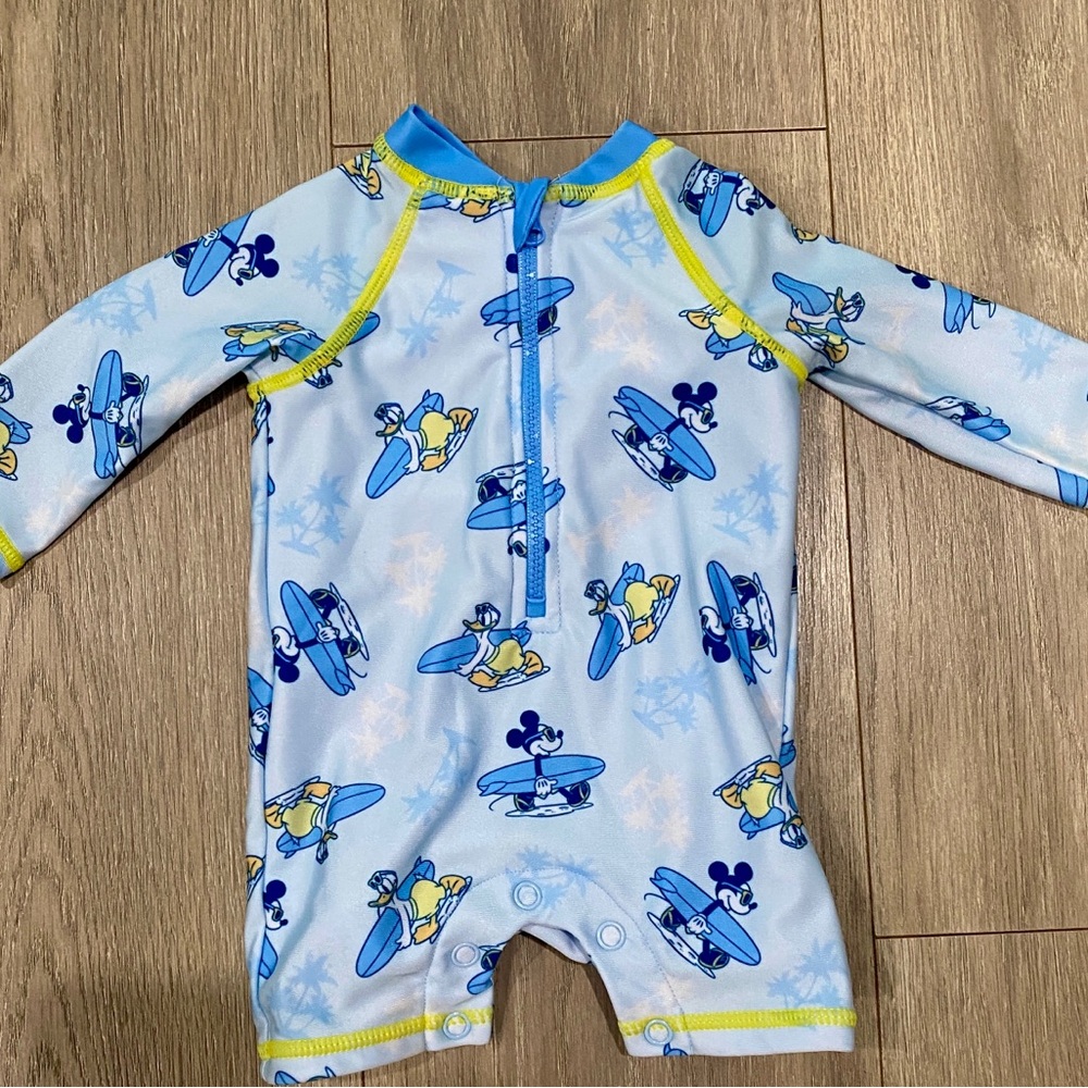 Disney Blue and Yellow Rashguard Swimwear 3 Months